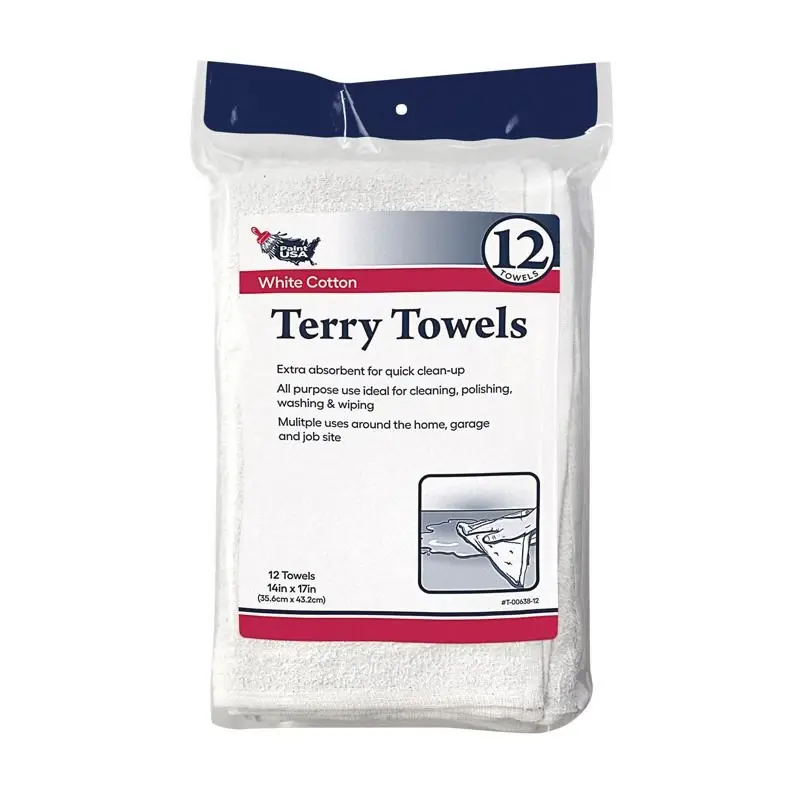 Cotton Terry Terry Towels 14 In. W X 17 In. L 12 Pk