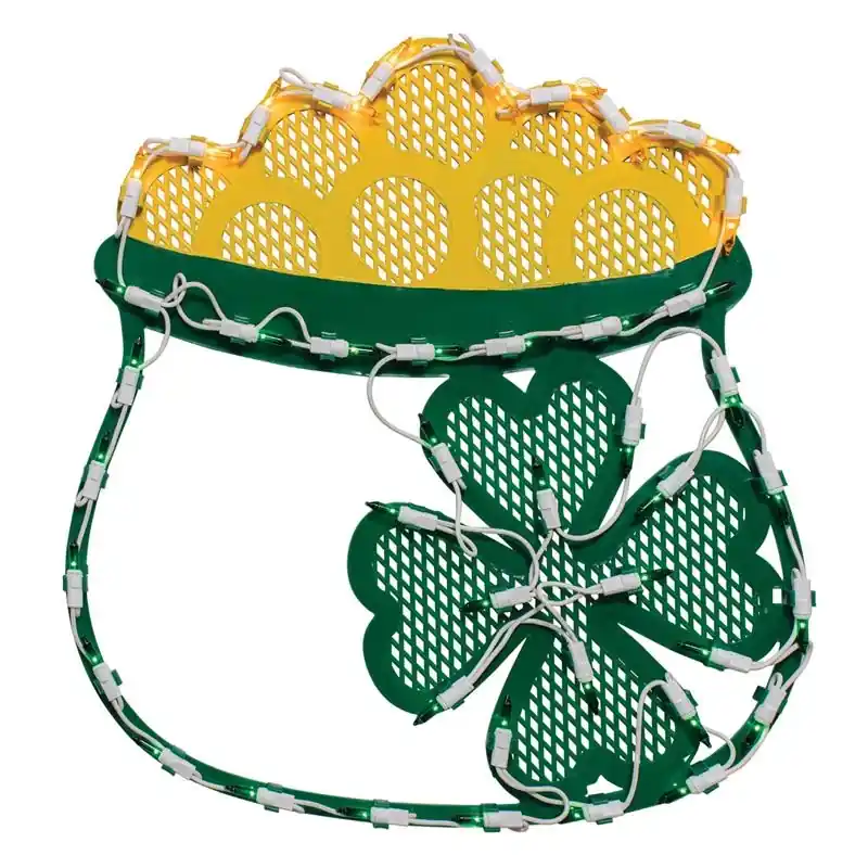 St. Patrick‘s Day Lighted Standard Ornamental Pot Of Gold 17 In.