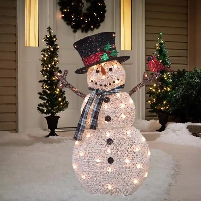 Incandescent Clear Snowman With Cardinal 3.25 Ft Yard Decor - Model 50428-71