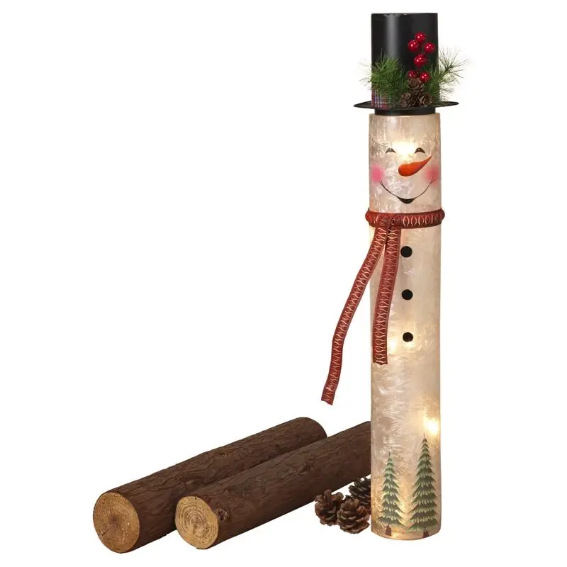 28.5 In. Multicolored Electric Lighted Frosted Snowman Figurine