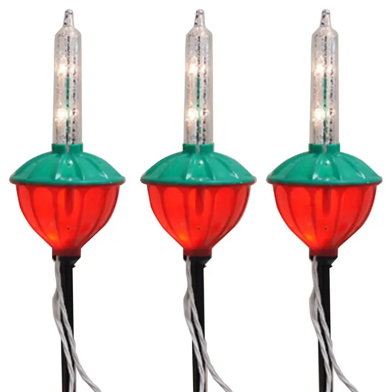 Incandescent Clear Bubble Light Driveway Markers 4.5 In. Pathway Decor - 3 Pack