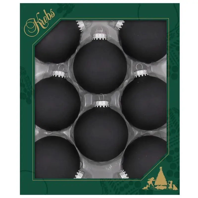 Ebony Velvet Ball Ornaments 2-5/8 In. - Set Of 8