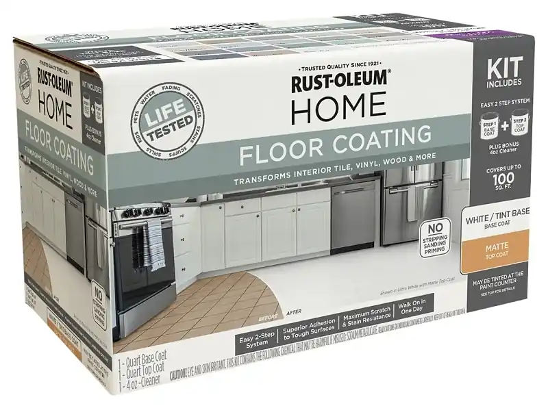 Home Flooring Coating Kit, Ultra White Base + Top Coat, Qt. Each