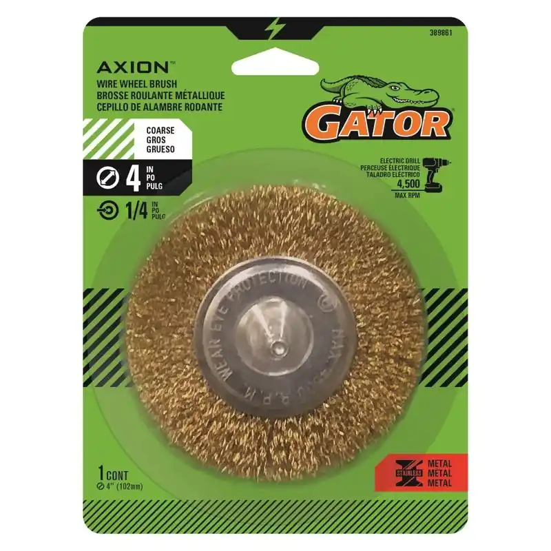 4 Inch Coarse Crimped Wire Wheel Brush Brass Coated Steel 4500 Rpm