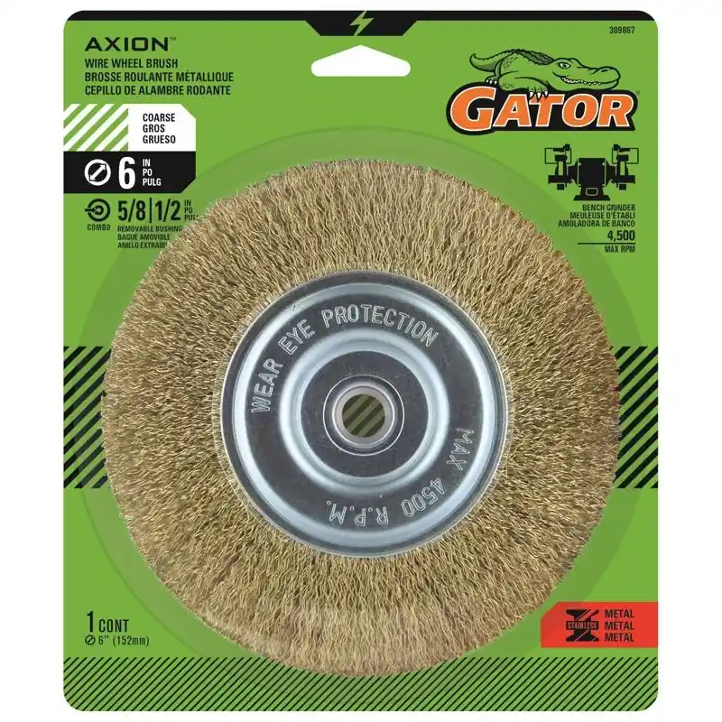 6 Inch Coarse Crimped Wire Wheel Brush Brass Coated Steel 4500 Rpm