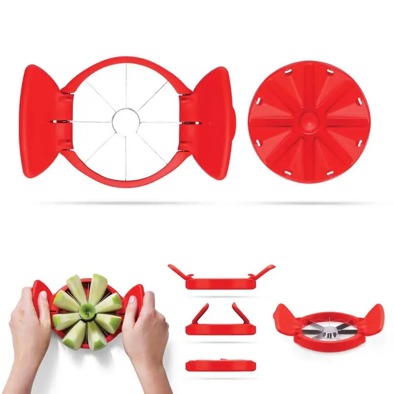 Stainless Steel Apple Slicer With Ergonomic Handle - Red
