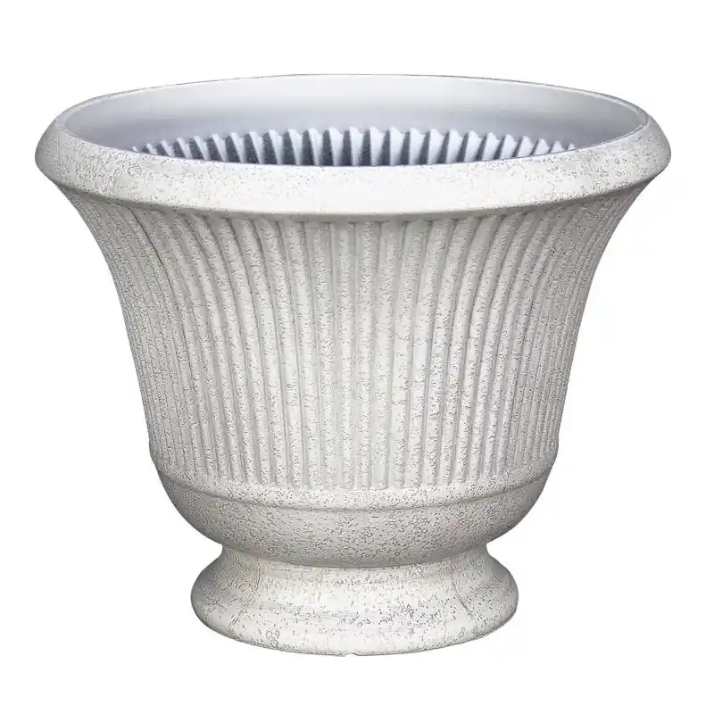 12.9 In. H X 16 In. D Polyresin Pedestal Urn Planter In Stone