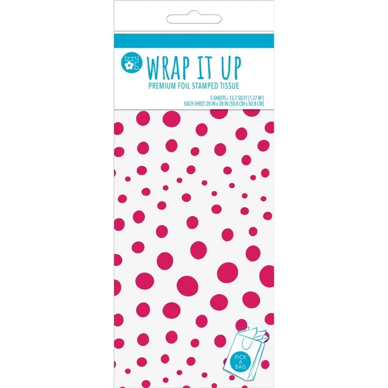 White And Fuchsia Tissue Paper - 20 X 20 Inches - 5 Sheets