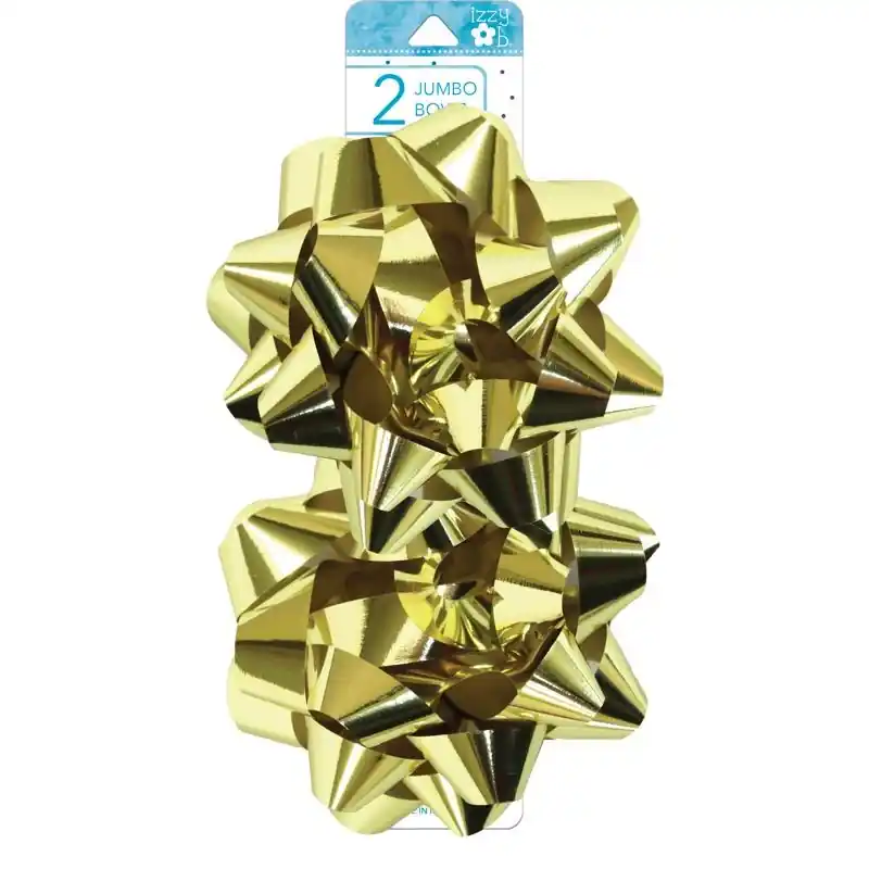 Izzy Ob Gold Jumbo Bows - 6 In. Length, Carded Packaging