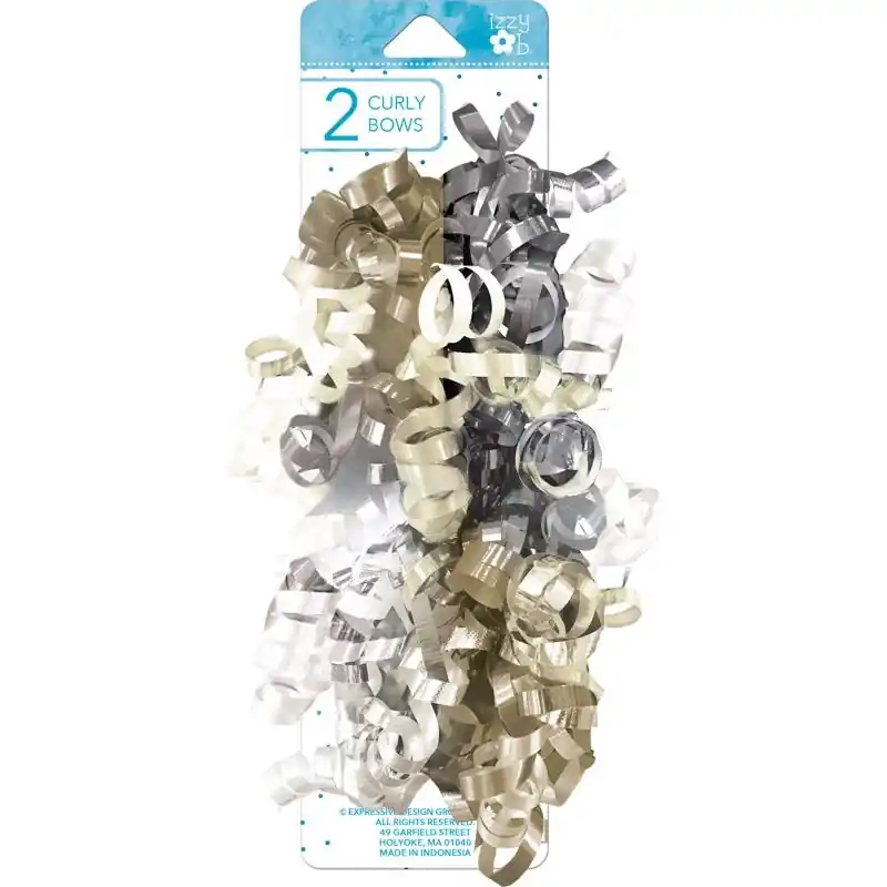 Izzy Ob Multi-color Metallic Curly Bows - 8 Length, 3 Width, 2 Pack