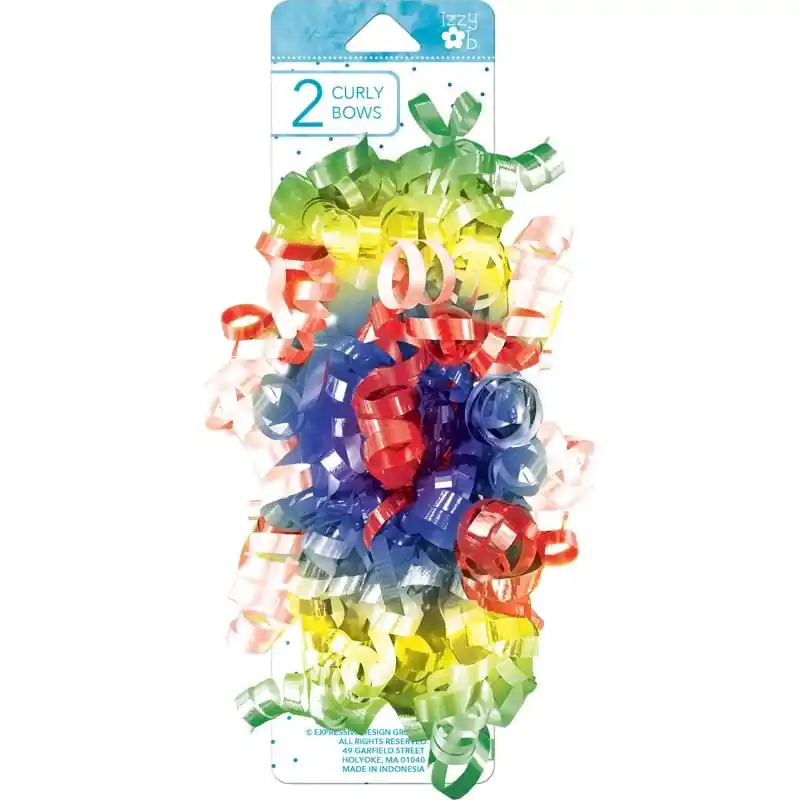 Izzy Ob Multi-color Primary Curly Bows - 8 Length, 3 Width