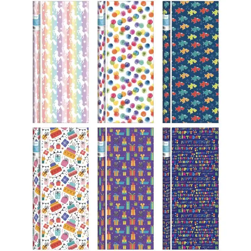 Assorted Birthday Gift Wrap Roll 96 Length X 36 Width