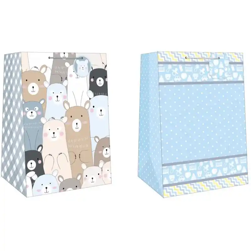 Mega Wide Jumbo Baby Boy Gift Bag - 19.5" X 13" X 2"