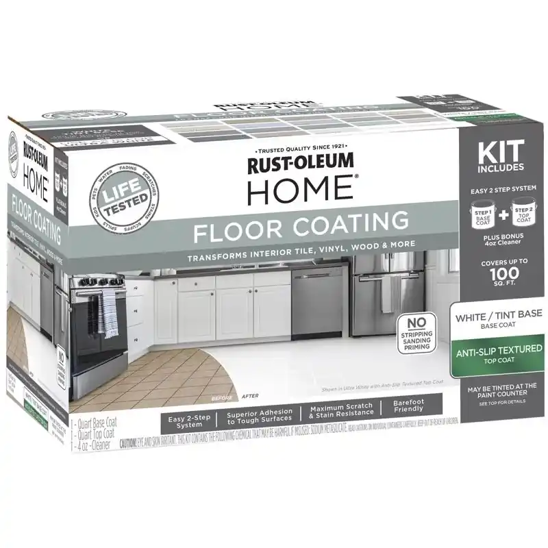 Home Anti-slip Textured White Tint Base Floor Coating Kit 1 Quart
