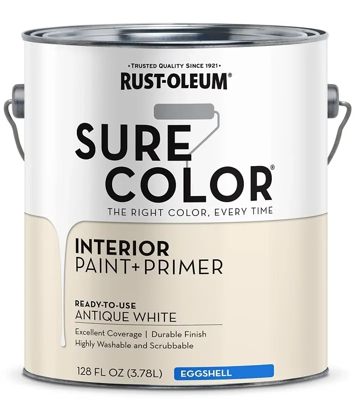 Sure Color Interior Wall Paint & Primer, Eggshell Antique White, 1 Gallon