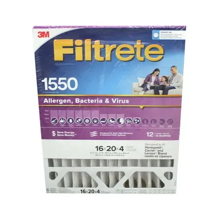 16x20 X 4 In. Allergen Bacteria & Virus Pleated Air Filter, 12 Months, 1550 Mpr