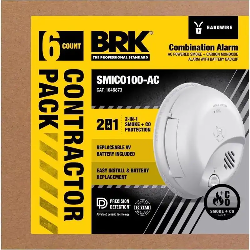 Hard-wired W/battery Back-up Ionization Smoke And Carbon Monoxide Detector 6 Pk