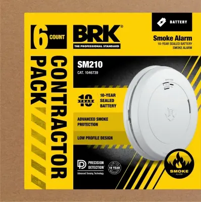 Battery-powered Photoelectric Smoke Detector 6 Pk