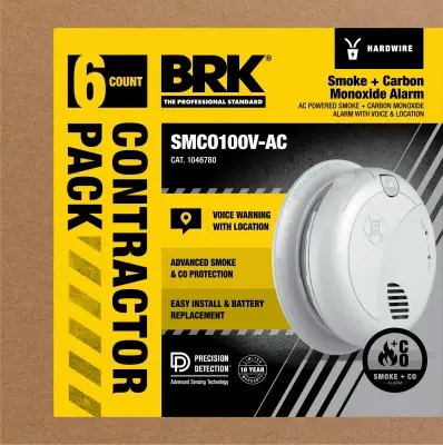 Hard-wired W/battery Back-up Photoelectric Smoke And Carbon Monoxide Detector W/voice 6 Pk