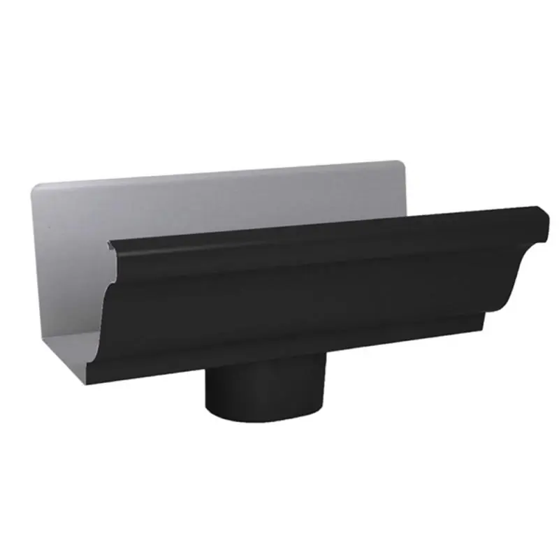 5.75 In H X 5.5 In W X 10 In L Black Aluminum K Style Gutter End With Drop
