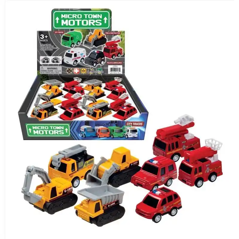 Playmaker 12‑piece Assorted Fire & Construction Vehicle Set
