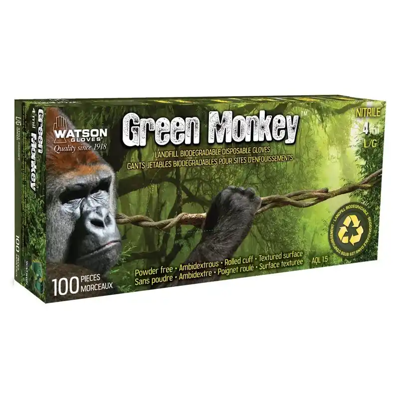 Green Monkey Large Nitrile Textured Disposable Gloves - Boxed