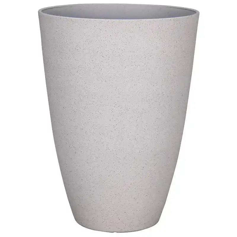 21.9 Inch Tall Polyresin Speckle Planter White With Drainage Holes