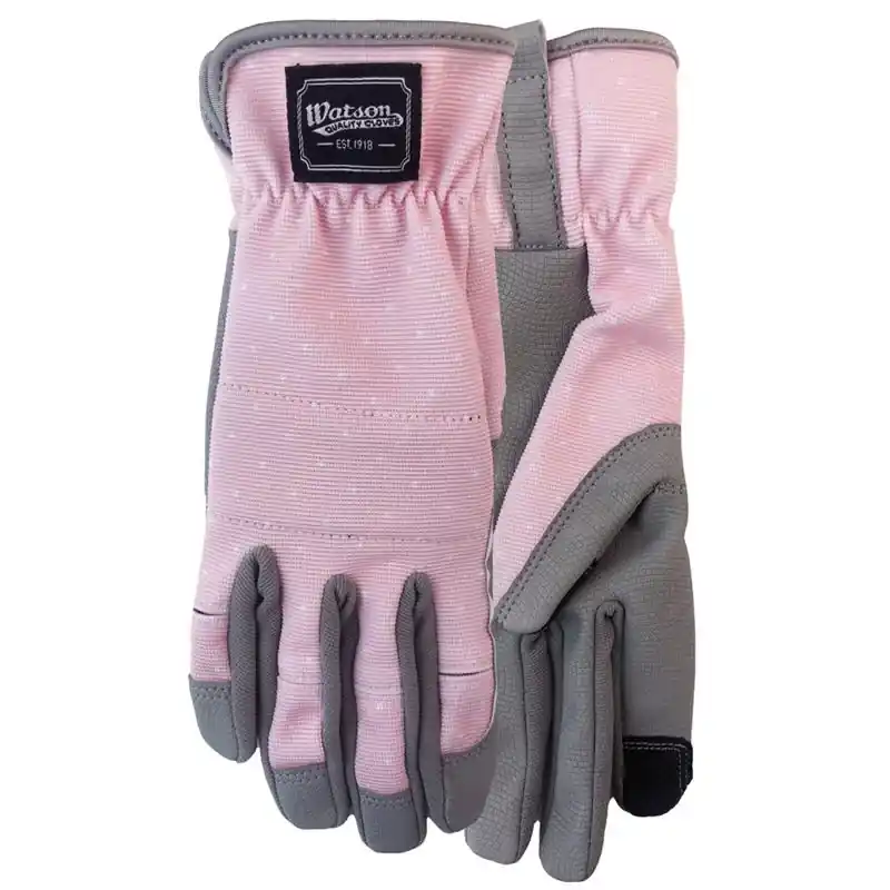 Home Grown Women‘s Uptown Girl Gray/pink Spandex Gardening Gloves - Medium