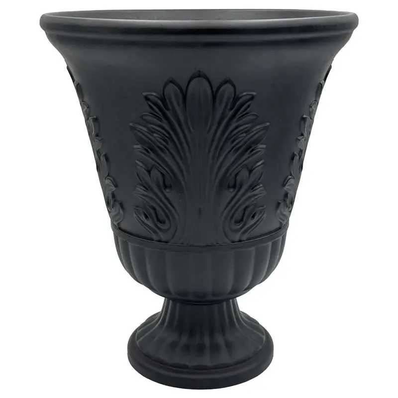 19 In H X 16 In D Black Plastic Larissa Urn Planter