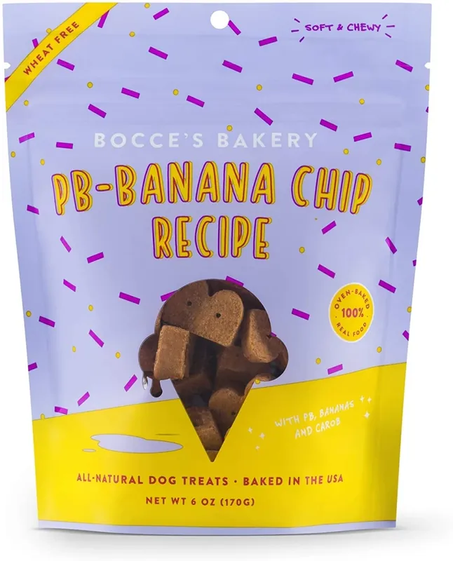 Peanut Butter Banana Chip Dog Treats, Soft & Chewy, 6 Oz