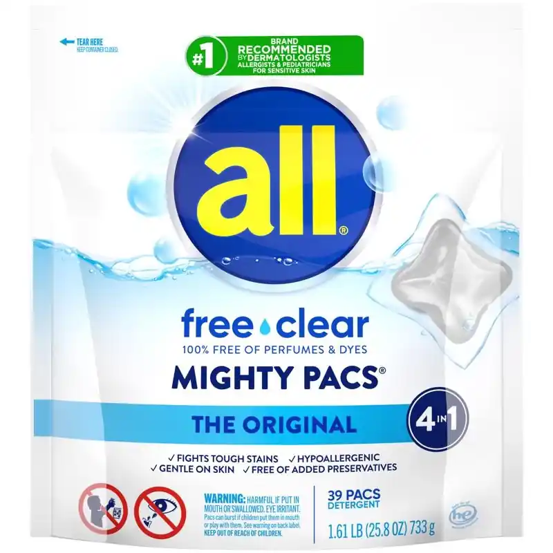Mighty Pacs Free & Clear Scent Laundry Detergent Pod 25.8 Oz 39 Pk