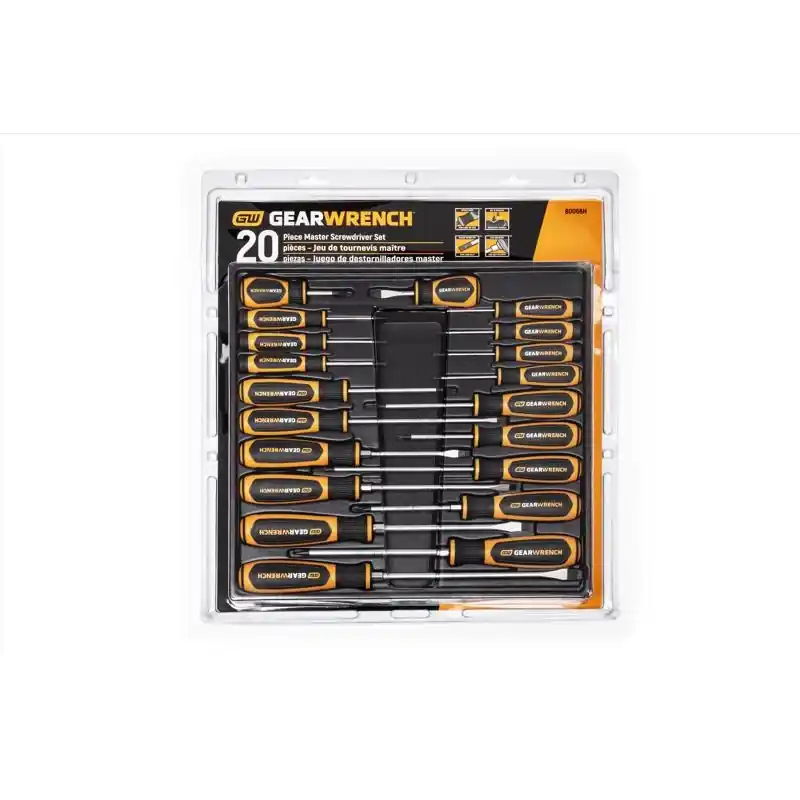 20 Piece Dual Material Screwdriver Set, Phillips/slotted/torx