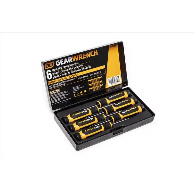 6 Piece Phillips And Slotted Mini Screwdriver Set With Cushion-grip