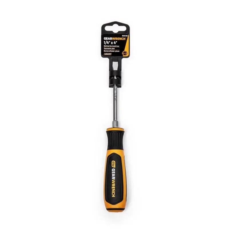 1/4 In X 4 In Slotted Screwdriver Bi-material Handle