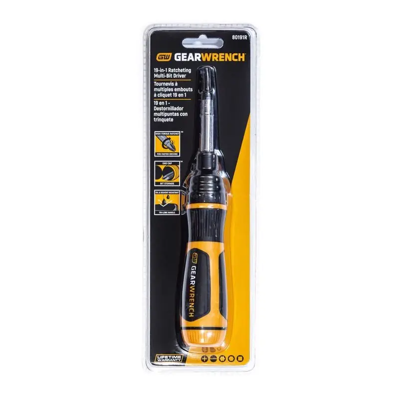 19-in-1 Multi-bit Ratcheting Screwdriver 9.5 In. With Polypropylene Handle