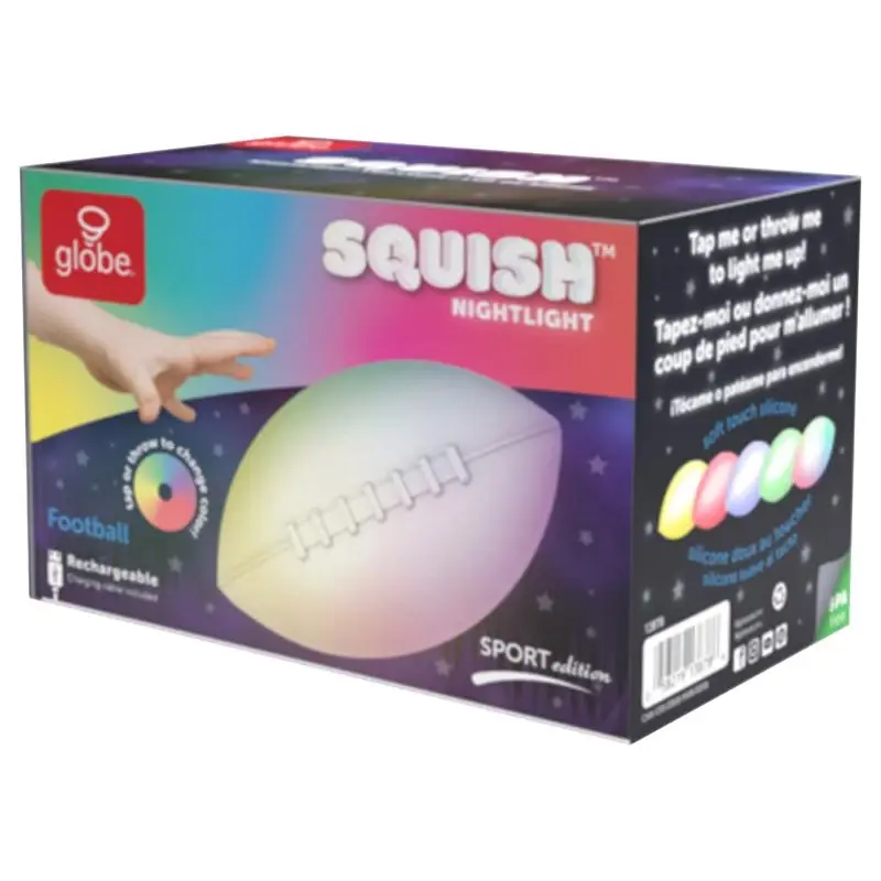 Squish Manual Battery Powered Football Led Night Light, Multicolored