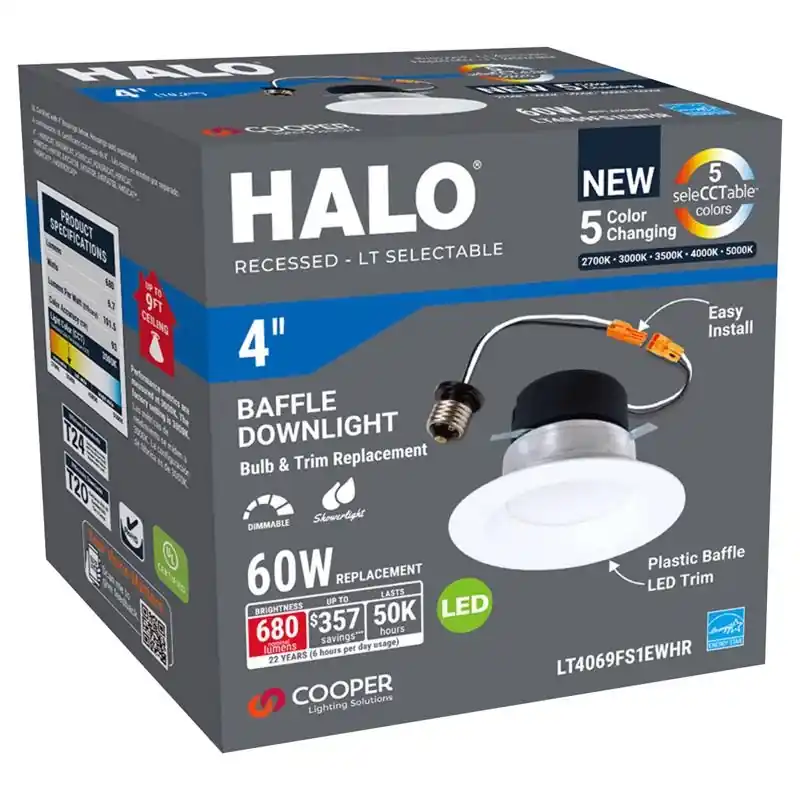 Lt 4 In. Ic Rated 5cct Led Recessed Light Kit, 650 Lm, Dimmable