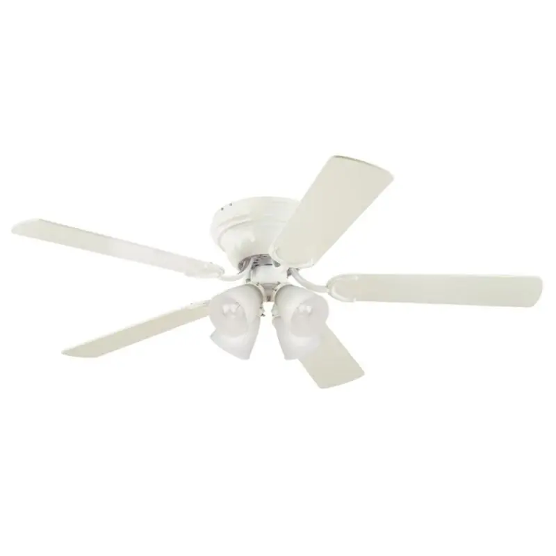 52 Inch Rustic Bronze White Led Indoor Ceiling Fan With 5 Blades