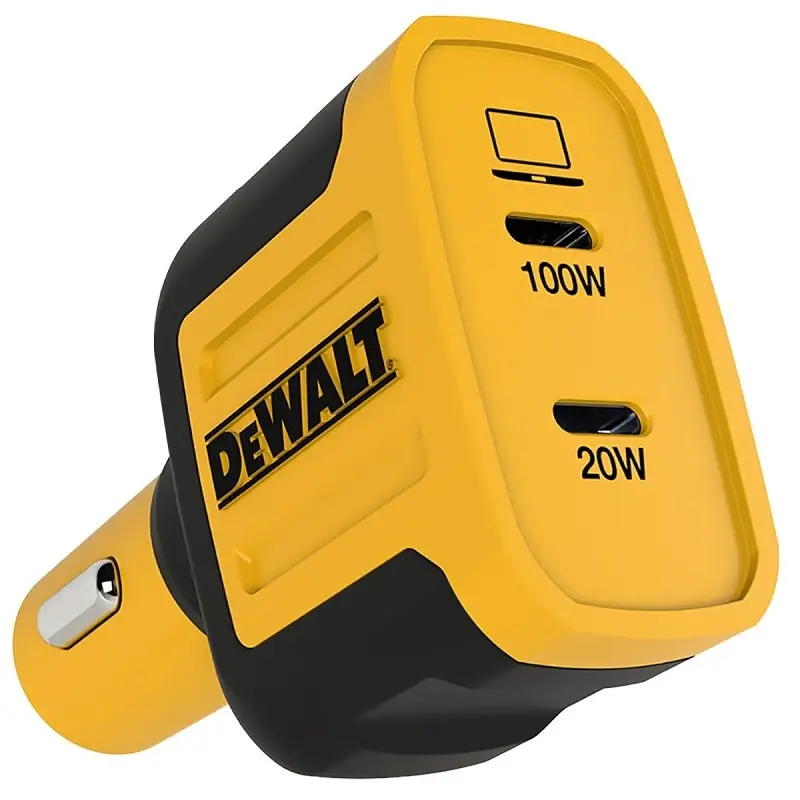 2-port Usb C Car Charger For Dcb094k, Black/yellow