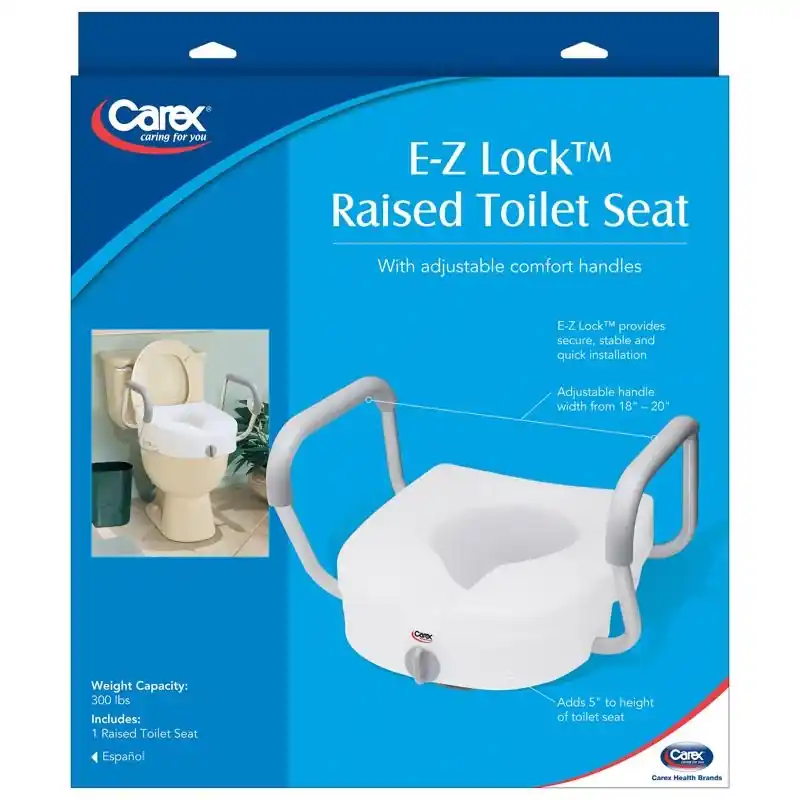 Carex E-z Lock Elevated Toilet Seat 5 In. White Aluminum/plastic