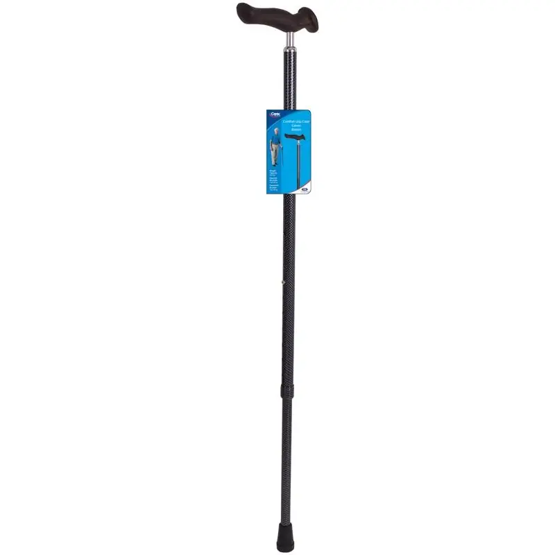 Carex Carbon Gray Comfort Grip Walking Cane Aluminum Plastic 37 In Height