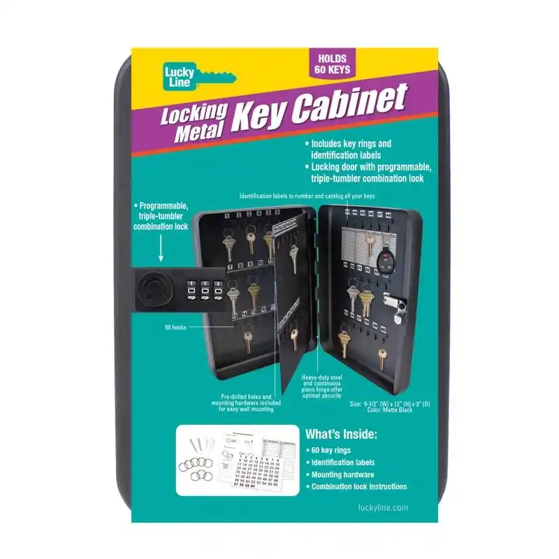 Black Steel Key Cabinet With 2 Doors, Model 61100