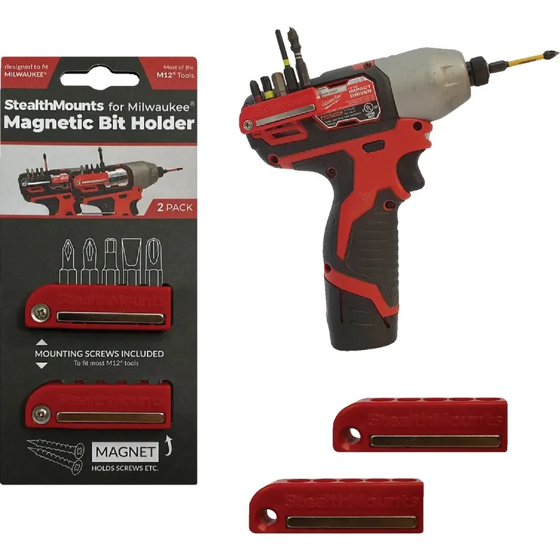 Bit Holders Compatible With Milwaukee M12; Red Abs Magnetic Bit Holder 2 Pk