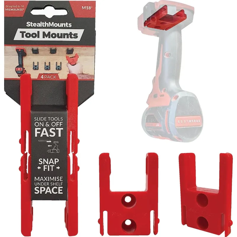 Tool Holders Compatible With Milwaukee M18; Red Abs Tool Holder 4 Pk