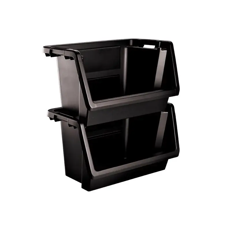 Black Storage Bin 14.4 In. H X 15.6 In. W X 28 In. D Stackable