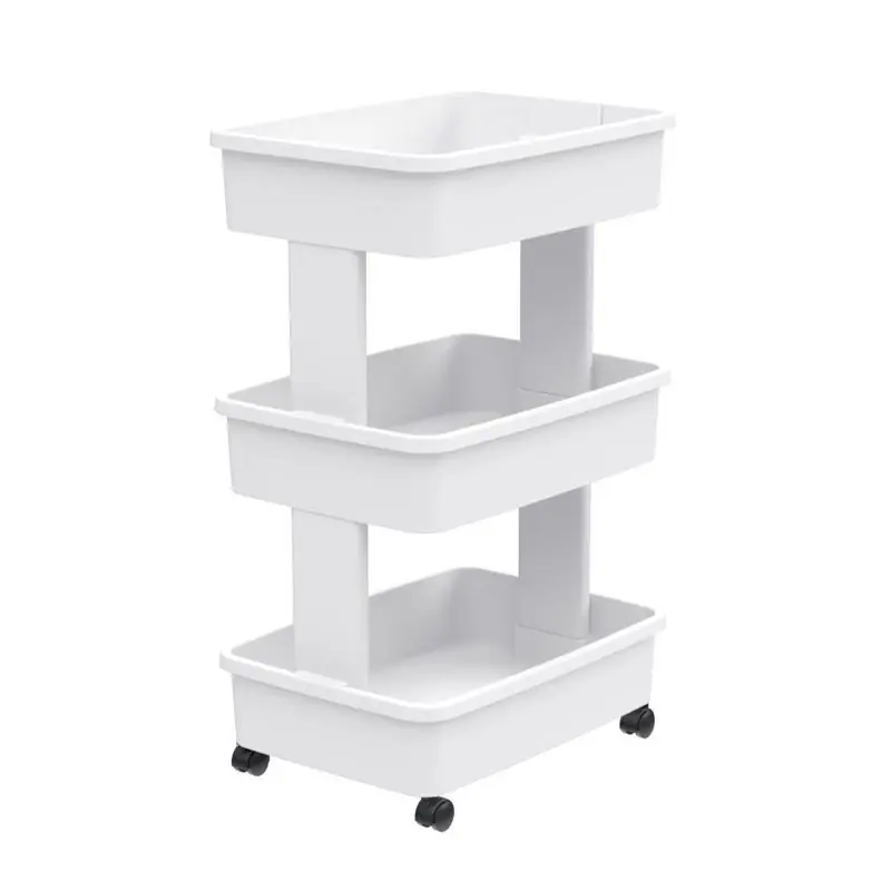 White Polypropylene Storage Tote With Wheels 27.2 H X 12.5 W X 17.4 D
