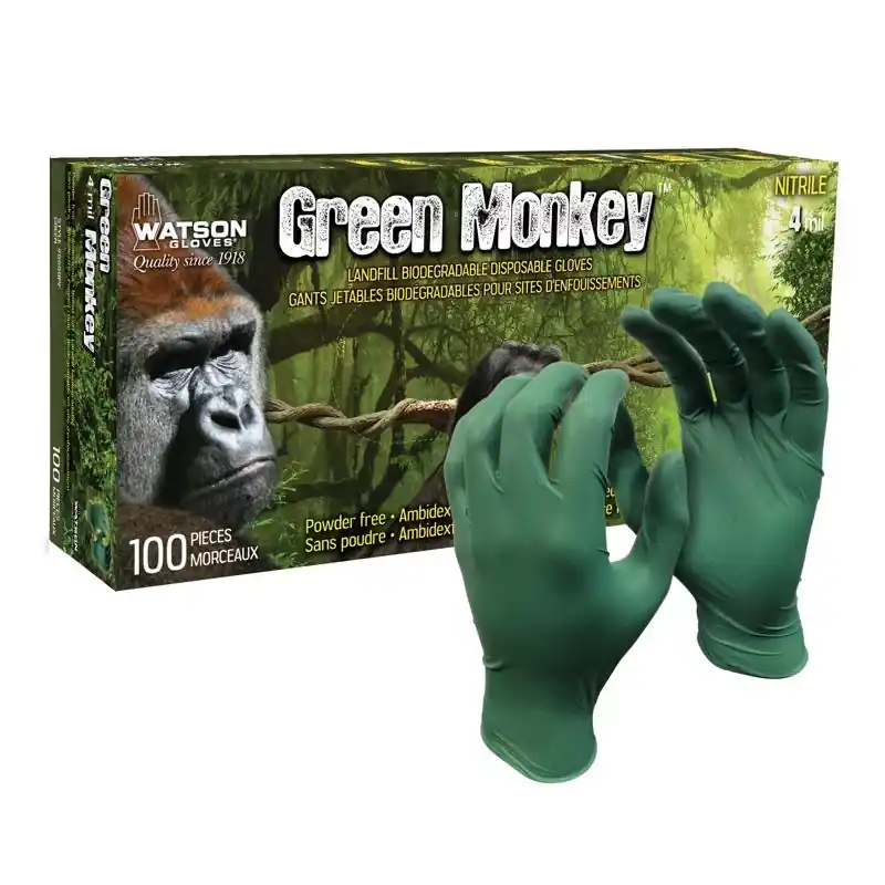 Green Monkey S Landfill Biodegradable Nitrile Green Disposable Gloves