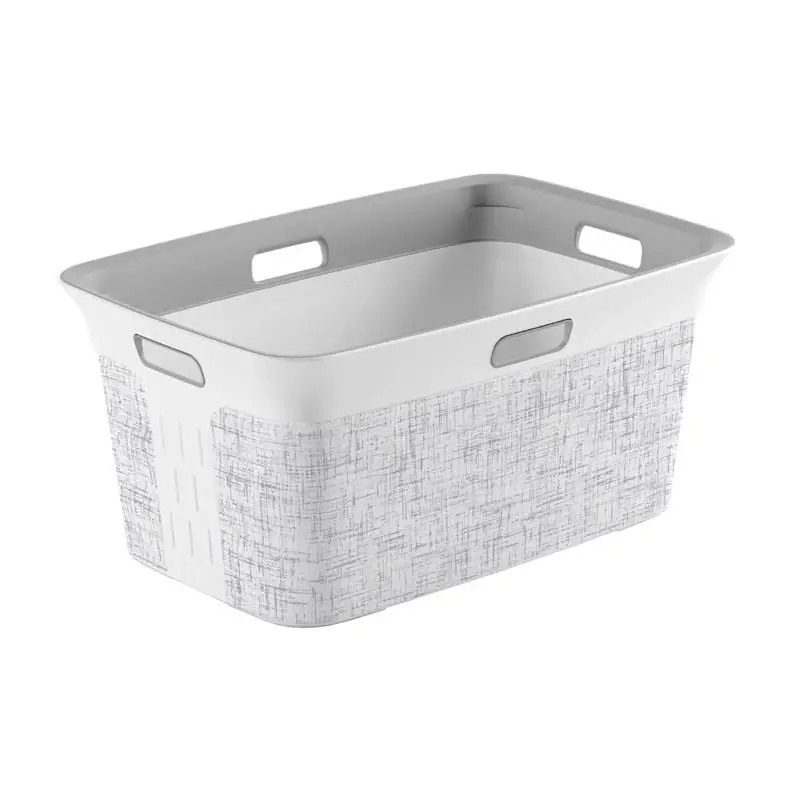 White Resin Laundry Basket With Handle, 47.6 Quart Capacity
