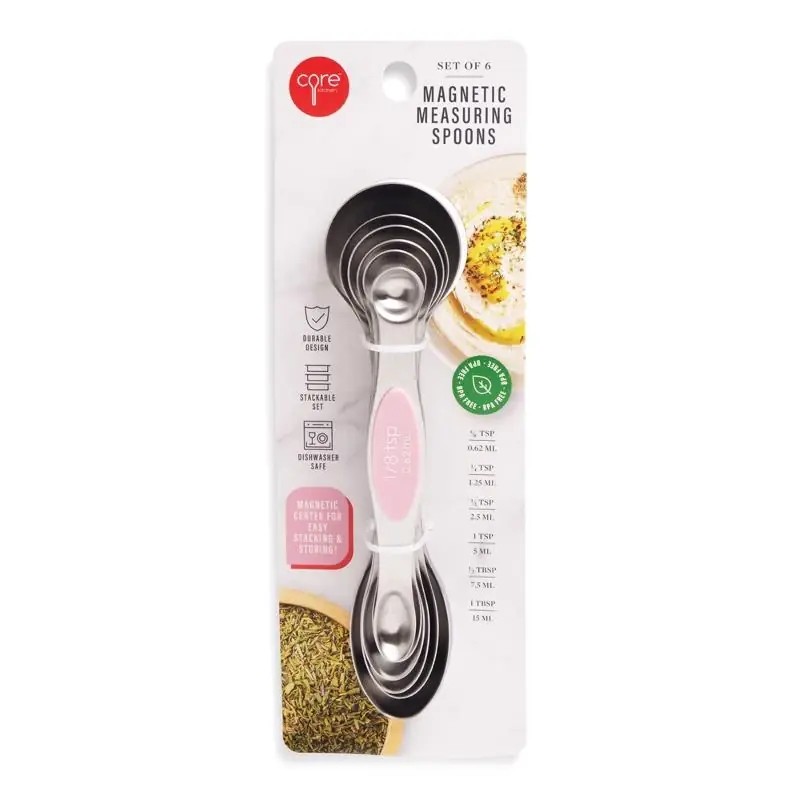 Magnetic Silicone Stainless Steel 6 Piece Measuring Spoon Set