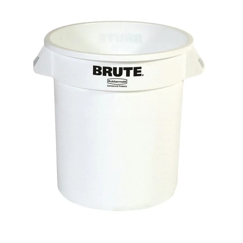 Brute 10 Gallon White Round Plastic Garbage Can With Lid